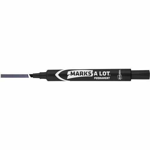 Avery  Large Permanent Ink Markers, Chisel Point, Black Ink