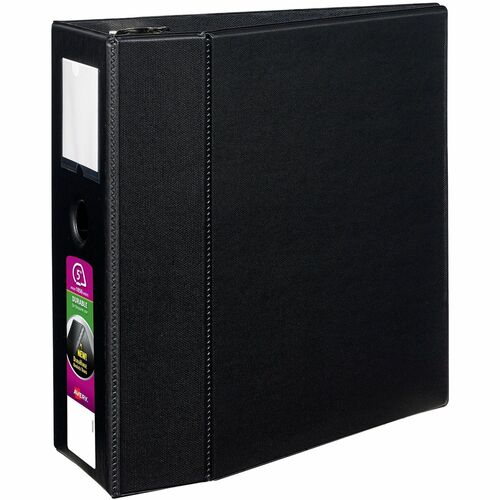 Avery  Slant Ring Binder W/Label Holder, 5"Cap, 11"x8-1/2", Black