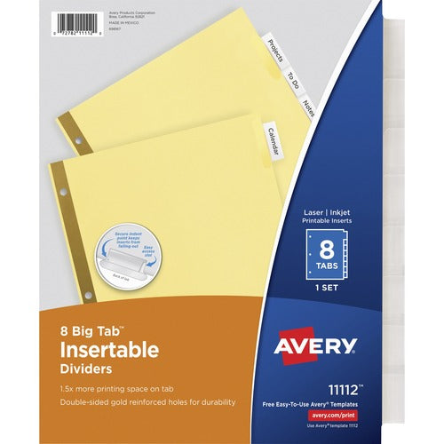 Avery  Big Tab Insertable Dividers,11"x8-1/2",8 Tabs/ST,Buff/Clear