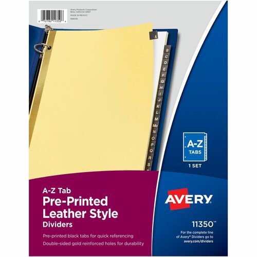 Avery  Preprinted Dividers,Leather Style,A-Z,25 Tabs,8-1/2"x11",BK