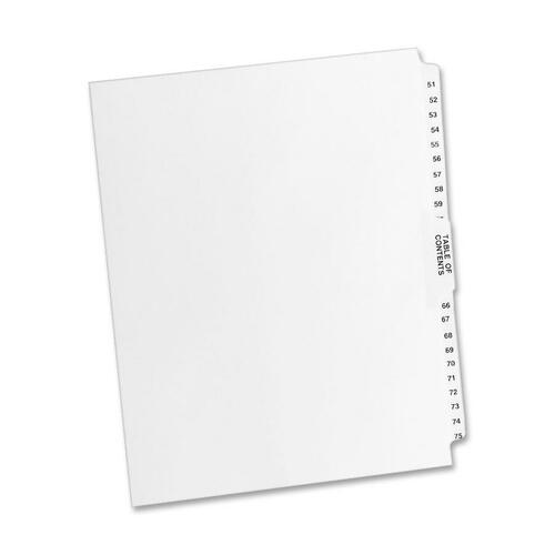 Avery  Index Divider,51-75,w/Table of Content,11"x8-1/2",WE