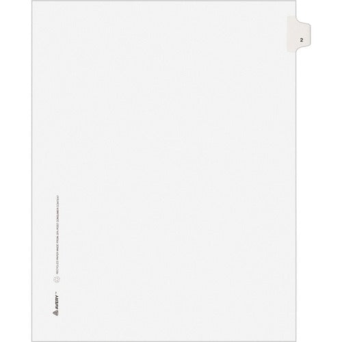 Avery  Numeric Divider, "2", Side Tab, 8-1/2"x11", 25/PK, White