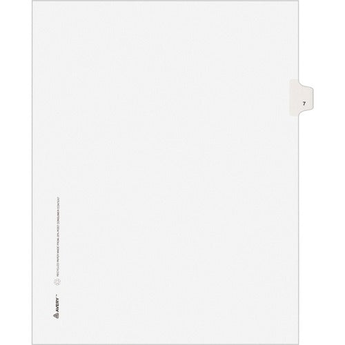 Avery  Numeric Divider, "7", Side Tab, 8-1/2"x11", 25/PK, White