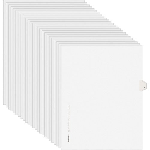 Avery  Numeric Divider, "10", Side Tab, 8-1/2"x11", 25/PK, White