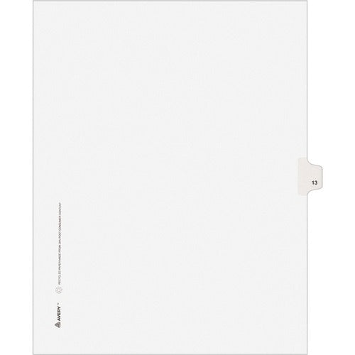 Avery  Numeric Divider, "13", Side Tab, 8-1/2"x11", 25/PK, White