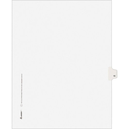 Avery  Numeric Divider, "15", Side Tab, 8-1/2"x11", 25/PK, White
