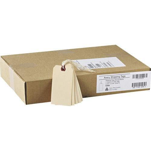 Avery  Shipping Tags, No 5 Strung, 4-3/4"x2-3/8", 1000/BX, Manila