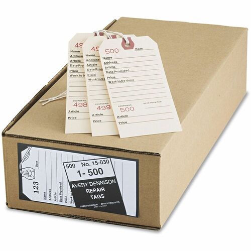 Avery  Repair Tag, Duplicate, No 1-500, 5-1/4"x2-5/8", 500/BX, MLA