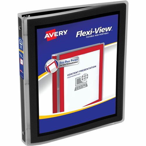 Avery  Flexi-View Binder, 1/2" Capacity, Letter, 11"x8-1/2", Black
