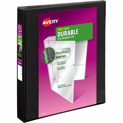 Avery  View Binder, Slant Ring, DuraHinge,1" Cap.,11"x8-1/2", Black