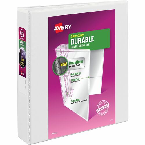 Avery  View Binder, DuraHinge, 1-1/2" Cap, 8-1/2"x11", White