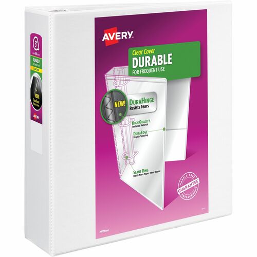 Avery  View Binder, DuraHinge, 3" Cap, 8-1/2"x11", White