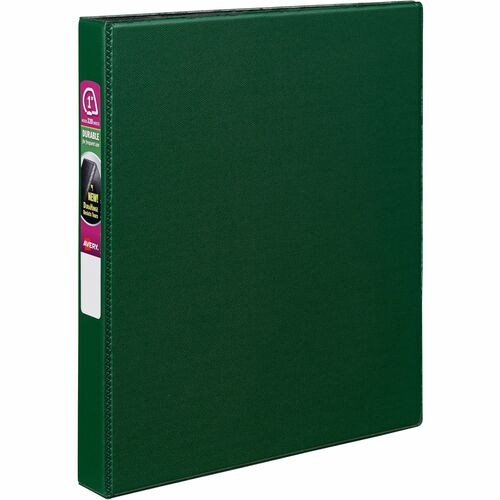Avery  Binder w/Label Holder, Slant Ring, 1" Cap, 8-1/2"x11", Green