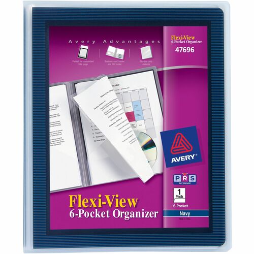 Avery  6-Pocket Poly Organizer, Ltr, 150 Sht Cap., Navy/Blue