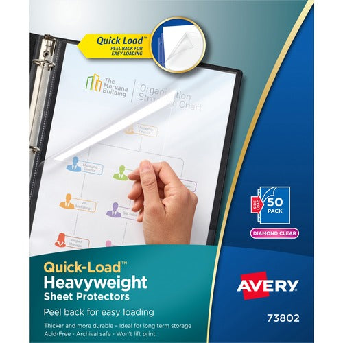 Avery  Quick Load Sheet Protectors,50/BX,8-1/2"x11",Diamond Clear