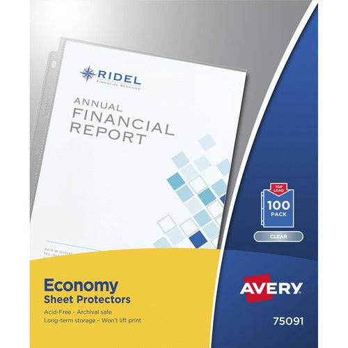 Avery  Sheet Protector,Economy Weight,Top Load,11"x8-1/2",100/BX,CL