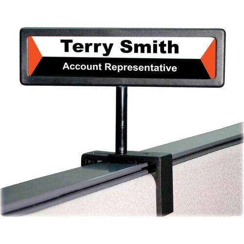 Advantus Corp.  Nameplate Cubicle Sign, 9"x5/8"x2-1/2", Black