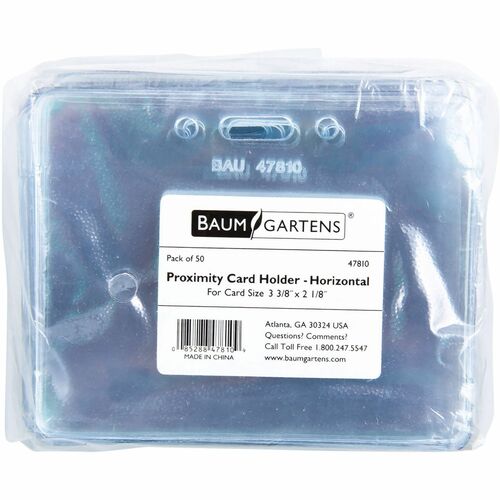 Baumgartens  Proximity Badge Holder,Horizontal,3-1/2"x2-3/8",50/PK,Clear