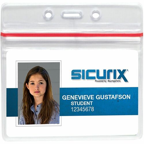 Baumgartens  ID Card Holders, Sealable, Horizontal,3-3/4"x2-5/8",50/PK,CL