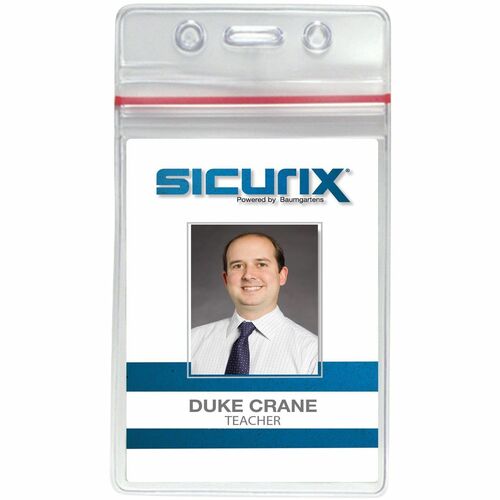 Baumgartens  ID Card Holders, Sealable, Vertical,3-3/4"x2-5/8",50/PK,CL