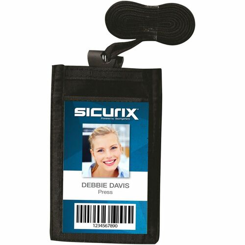 Baumgartens  ID Neck Pouch, Vertical, Adjustable Cord,2-1/4"x3-1/2", BK
