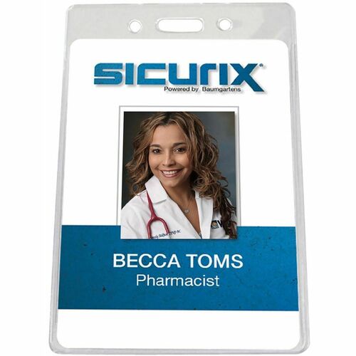 Baumgartens  Govt Badge Holder,Vinyl,Vertical,2-5/8"x3-7/8",50/PK,CL