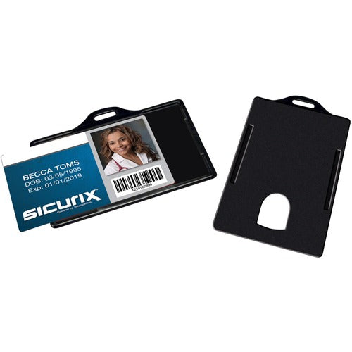 Baumgartens  ID Card Holders,Horizontal,3-3/8"x2-1/8"25/PK,Black