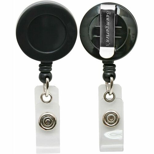 Baumgartens  Card Reel, with Belt Clip, Extends 30", Black