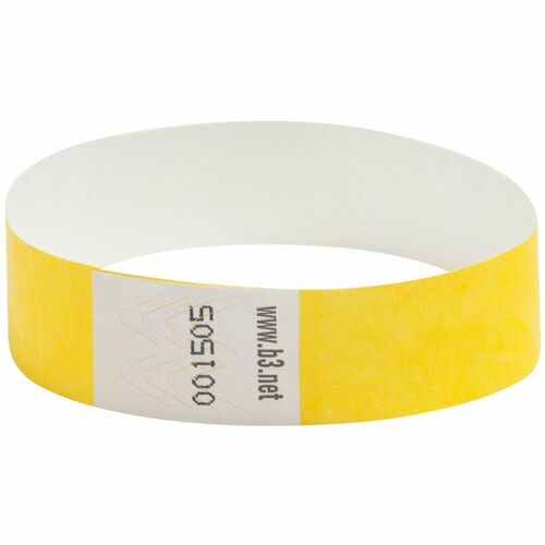 Baumgartens  Security Wrist Band,Tear-Resistant,10"x3/4", 100/PK, YW