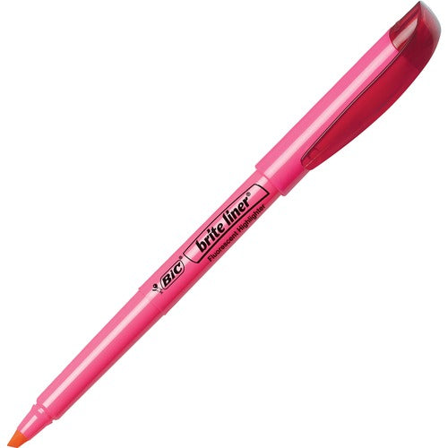 Bic  Highlighter, w/Clip, Chisel Point, Nontoxic, Pink
