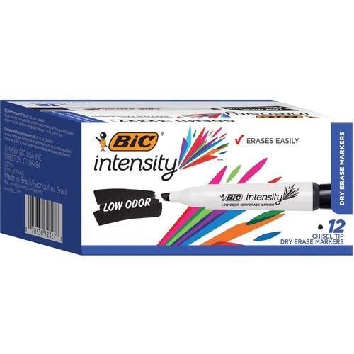 Bic  Markers, Dry-erase, Low-odor, Chisel, Black