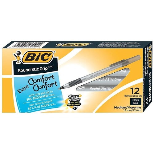 Bic  Pen,Comfort Grip,Nonrefill,Med Pt,BK Ink