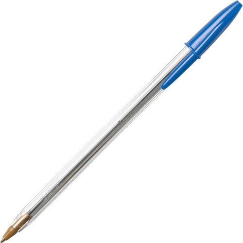 Bic  Stic Ballpoint Pen, Medium Point, BE Ink/CL Barrel