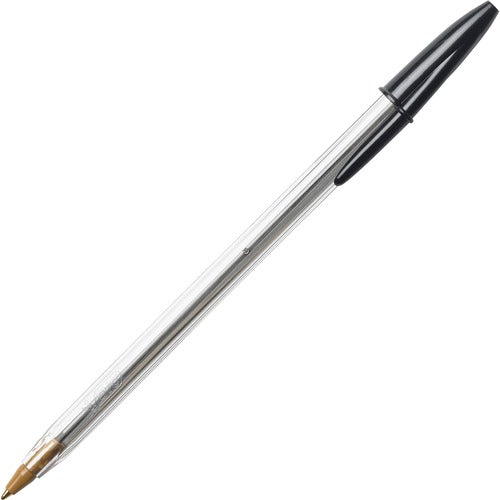 Bic  Stic Ballpoint Pen, Medium Point, BK Ink/CL Barrel