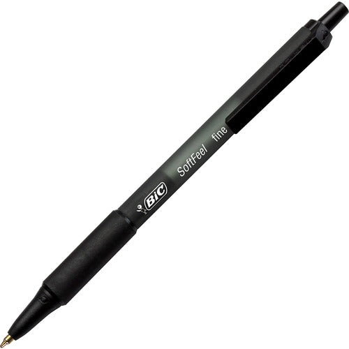 Bic  Retractable Ballpoint Pen,Fine Point,1DZ,Black Barrel/Ink