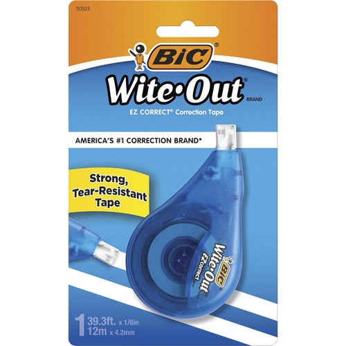 Bic  Correction Tape, 1/5"x39.4', Single Line, White