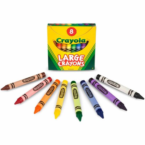 Crayola  Large Crayons, Tuck Box, 4"x7/16", 8/BX, AST