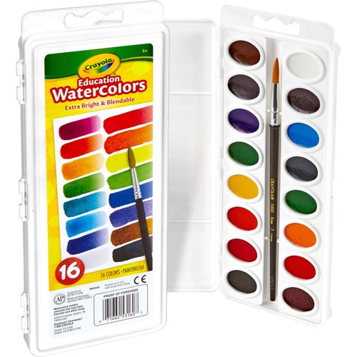 Crayola  Watercolors, w/ Brush, 16 Pans, Assorted