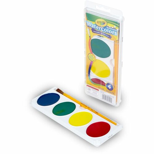 Crayola  Watercolors,Washable,Plastic Handle Brush,Plastic Box,4/ST