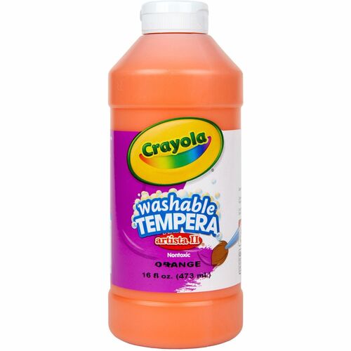 Crayola  Tempera Paint,All-Purpose,Artista II,Nontoxic,16oz,Orange