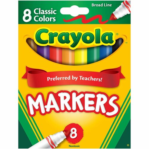 Crayola  Classic Markers, Broad Tip, Water-Based, 8/ST, Assorted