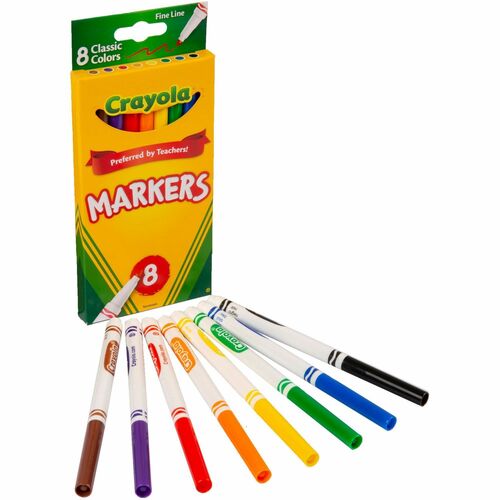 Crayola  Classic Markers, Fine Tip, 8/ST, Assorted