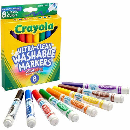 Crayola  Washable Markers, Broad Tip, Nontoxic, 8/ST, Assorted