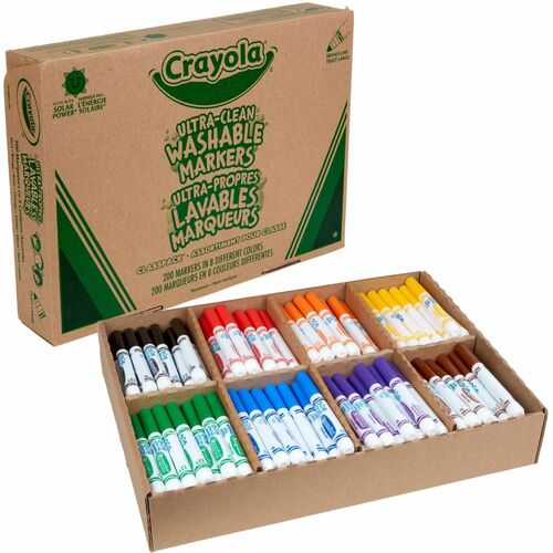 Crayola  Markers Classpack,Washable,Broad Tip,16 Colors,200/BX,AST