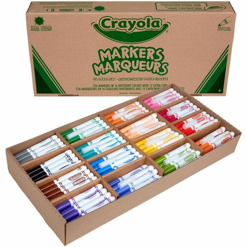 Crayola  Markers Classpack,Original,Broad Tip,16 Colors, 256/BX, AST