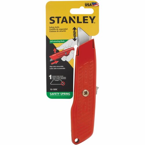 Bostitch (Stanley Bostitch)  Self Retracting Knife, Round Point, 2-Cutting Depths, Orange