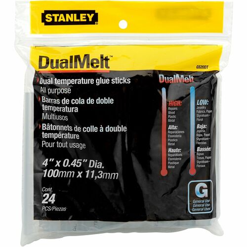Bostitch (Stanley Bostitch)  Dual Temperature Glue Sticks, 4" Sticks, 24/PK, Clear