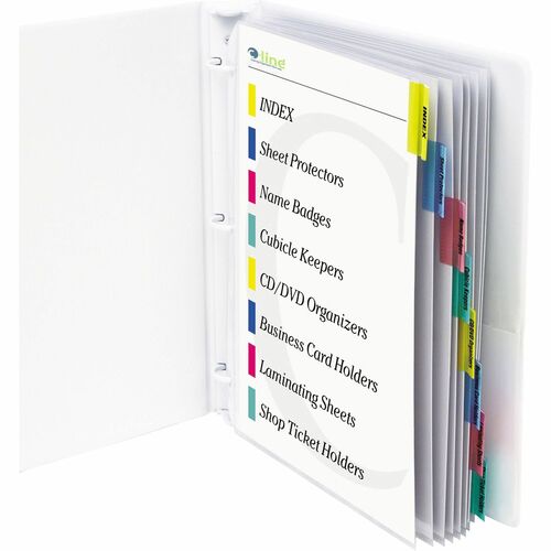 C-Line  Top Load Sheet Protector, 8 Tab, 8-1/2"x11", Assorted Colors