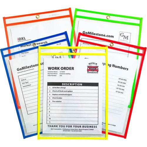 C-Line  Shop Ticket Holder, 9"x12", Metal Eyelet, 25/BX, Assorted