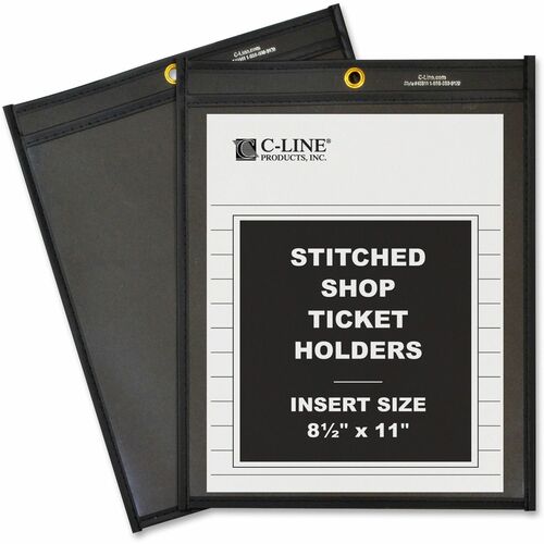 C-Line  Shop Ticket Holder, Stitched, 8-1/2"x11", 25/BX, Clear/Black